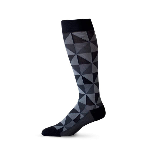Triangle pattern compression socks in black and grey